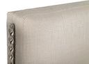Bergeron + Lorenzo - Contemporary Cream Fabric + Light Oak 4-Piece Bedroom Set