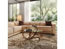 Michele - Modern Glass + Walnut Coffee Table