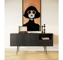 Billy Modern Black Oak & Gold Tall Buffet