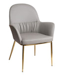Blanton - Modern Grey Leatherette & Gold Accent Chair