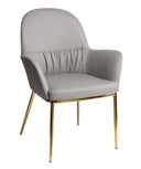 Blanton - Modern Grey Leatherette & Gold Accent Chair