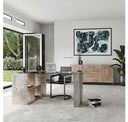 Boston Modern Brown Oak & Faux Concrete Office File Cabinet