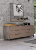 Boston - Modern Brown Oak & Brushed Stainless Steel Dresser
