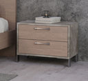 Boston - Modern Brown Oak & Brushed Stainless Steel Nightstand