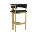 Boswell - Modern Grey Faux Leather + Black Barstool