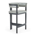 Boswell - Modern Grey Faux Leather + Black Barstool