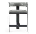 Boswell - Modern Grey Faux Leather + Black Barstool