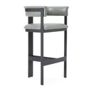 Boswell - Modern Grey Faux Leather + Black Barstool