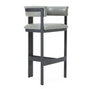 Boswell - Modern Grey Faux Leather + Black Barstool