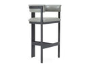 Boswell - Modern Grey Faux Leather + Black Barstool