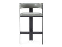 Boswell - Modern Grey Faux Leather + Black Barstool