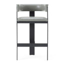 Boswell - Modern Grey Faux Leather + Black Barstool