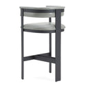 Boswell - Modern Grey Faux Leather + Black Barstool