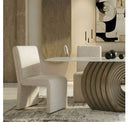 Bounty - Modern White Ceramic + Antique Brass Dining Table