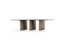 Bounty - Modern White Ceramic + Antique Brass Dining Table