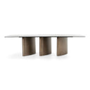 Bounty - Modern White Ceramic + Antique Brass Dining Table