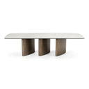 Bounty - Modern White Ceramic + Antique Brass Dining Table
