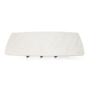 Bounty - Modern White Ceramic + Antique Brass Dining Table