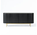 Bowie - Mid-Century Modern Black Oak + Brass TV Stand