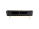 Bowie - Mid-Century Modern Black Oak + Brass TV Stand