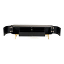 Bowie - Mid-Century Modern Black Oak + Brass TV Stand