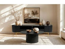 Kravitz - Modern Dark Grey Vegan Leather + Antique Brass Dining Chair