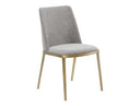 Brent- Contemporary Light Grey Fabric + Brass Dining Chair Set of 2