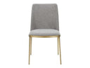 Brent- Contemporary Light Grey Fabric + Brass Dining Chair Set of 2