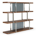 Brewer - Modern Walnut Glass & Stainless Steel Bookshelf