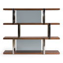 Brewer - Modern Walnut Glass & Stainless Steel Bookshelf