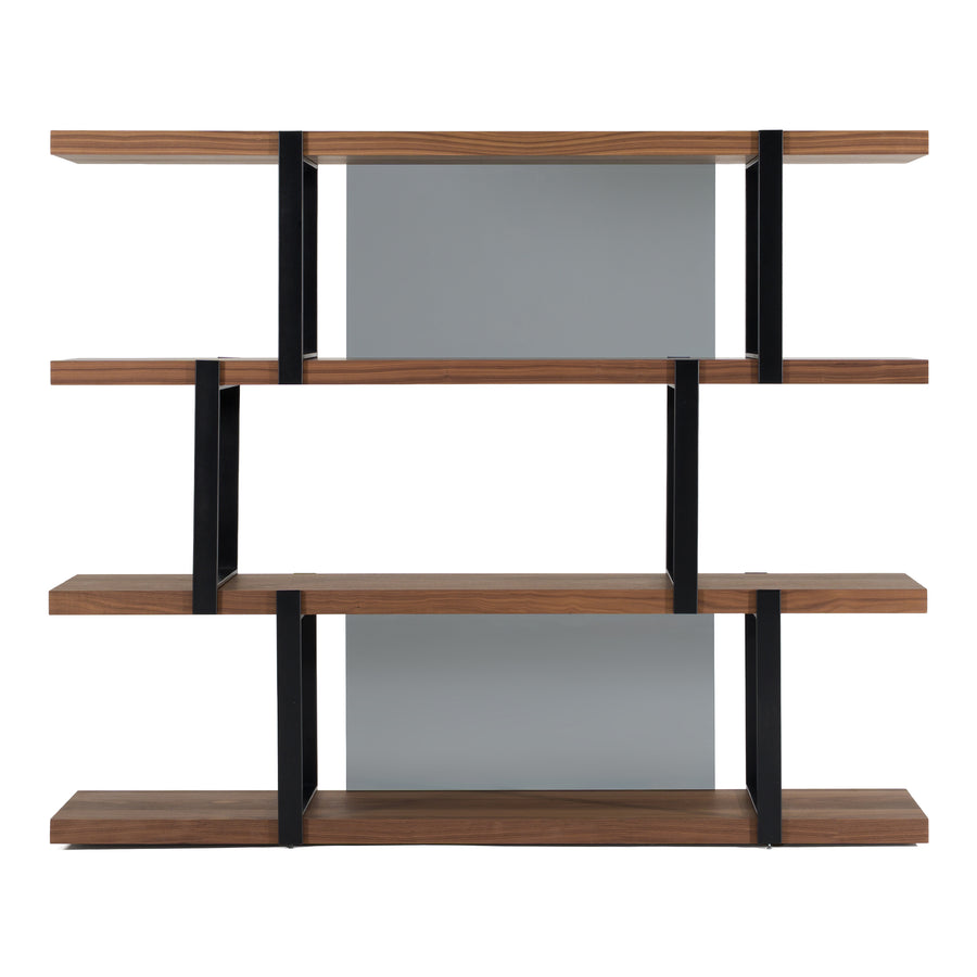 Brewer - Modern Walnut & Black Bookshelf