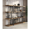 Brewer - Modern Walnut Glass & Stainless Steel Bookshelf