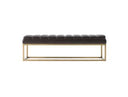 Bridger - Modern Brown Vegan Leather + Brass Dining Bench
