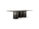 Brompton - Modern Grey Glass + Gun Metal Grey Dining Table