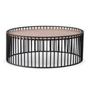 Bronson Modern Walnut & Black Round Coffee Table