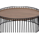 Bronson Modern Walnut & Black Round Coffee Table