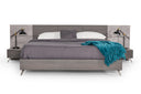 Bronx Italian Modern Faux Concrete & Grey Bed + 2 Nightstands Set