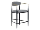 Buchtel - Mid-Century Modern Medium Grey + Gold Arm + Black Counter Chair