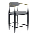 Buchtel - Mid-Century Modern Dark Grey + Gold Arm + Black Counter Chair