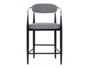 Buchtel - Mid-Century Modern Medium Grey + Gold Arm + Black Counter Chair