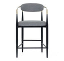 Buchtel - Mid-Century Modern Beige + Gold Arm + Black Bar Chair