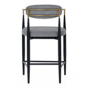 Buchtel - Mid-Century Modern Medium Grey + Gold Arm + Black Counter Chair