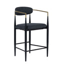 Buchtel - Mid-Century Modern Dark Grey + Gold Arm + Black Counter Chair