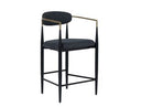Buchtel - Mid-Century Modern Dark Grey + Gold Arm + Black Counter Chair