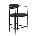 Buchtel - Mid-Century Modern Dark Grey + Gold Arm + Black Bar Chair