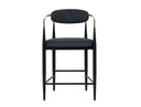 Buchtel - Mid-Century Modern Dark Grey + Gold Arm + Black Counter Chair