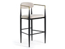 Buchtel - Mid-Century Modern Beige + Gold Arm + Black Bar Chair