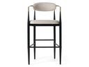 Buchtel - Mid-Century Modern Beige + Gold Arm + Black Bar Chair