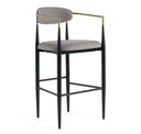 Buchtel - Mid-Century Modern Dark Grey + Gold Arm + Black Bar Chair