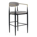 Buchtel - Mid-Century Modern Dark Grey + Gold Arm + Black Bar Chair